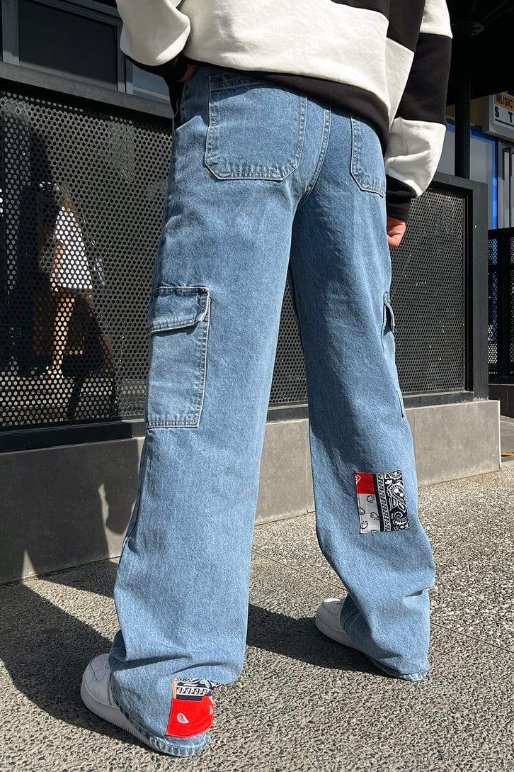 Patch Detay Kargo Cep Baggy Jean