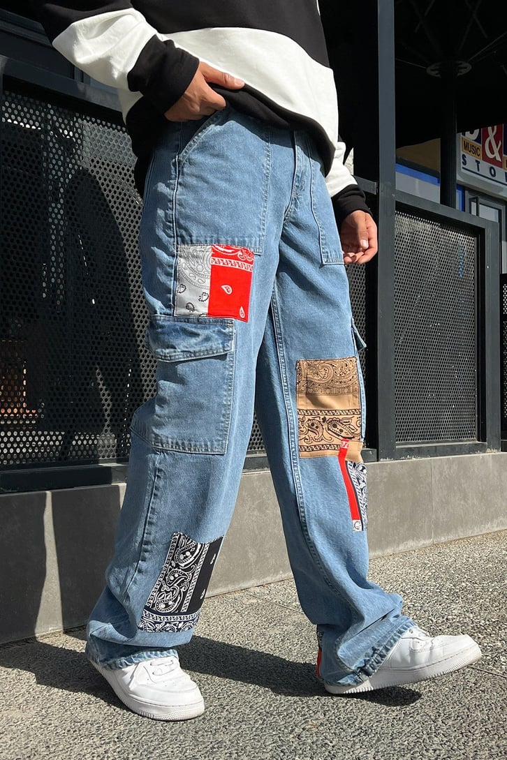 Patch Detay Kargo Cep Baggy Jean