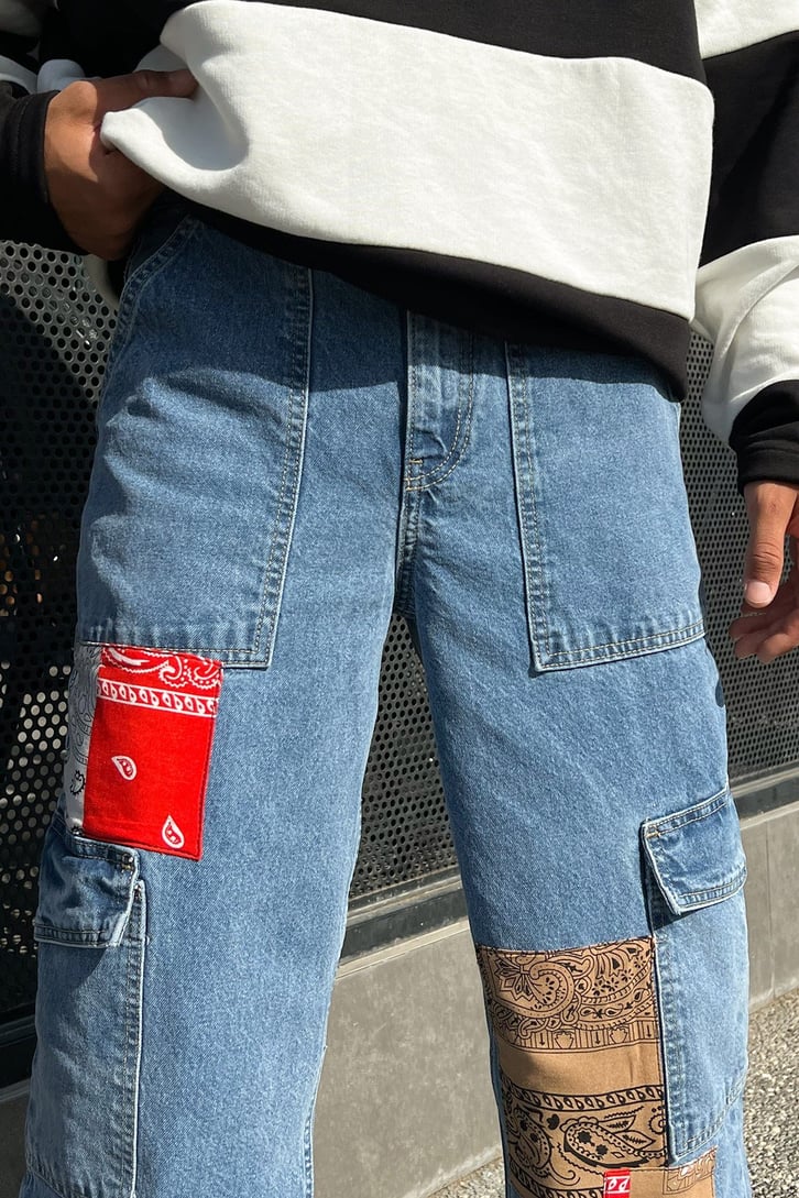 Patch Detay Kargo Cep Baggy Jean
