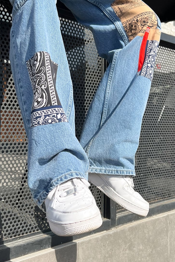 Patch Detay Kargo Cep Baggy Jean