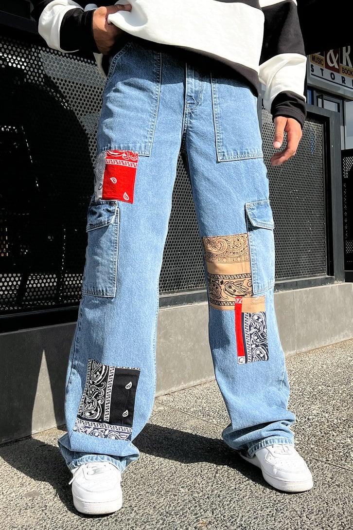 Patch Detay Kargo Cep Baggy Jean