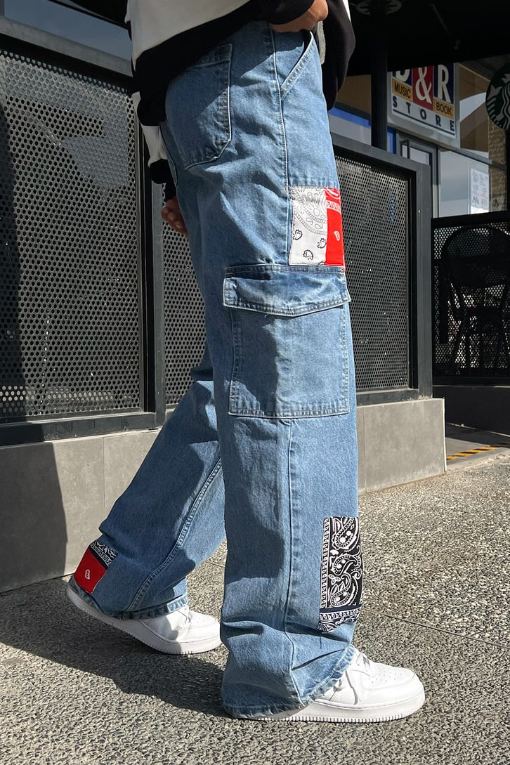 Patch Detay Kargo Cep Baggy Jean