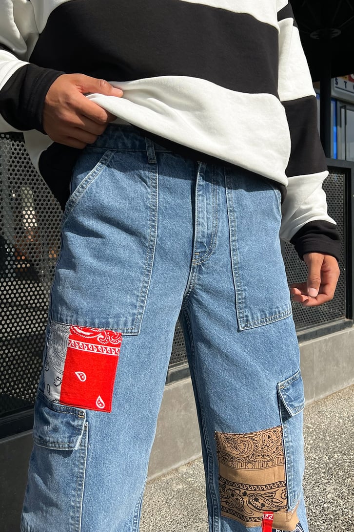Patch Detay Kargo Cep Baggy Jean