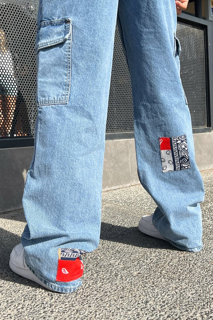 Patch Detay Kargo Cep Baggy Jean