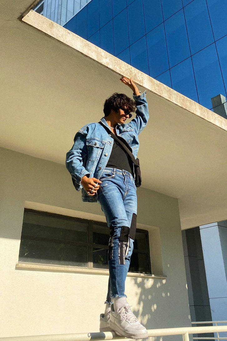 Patch Detay Püsküllü Mavi Skinny Fit Jean