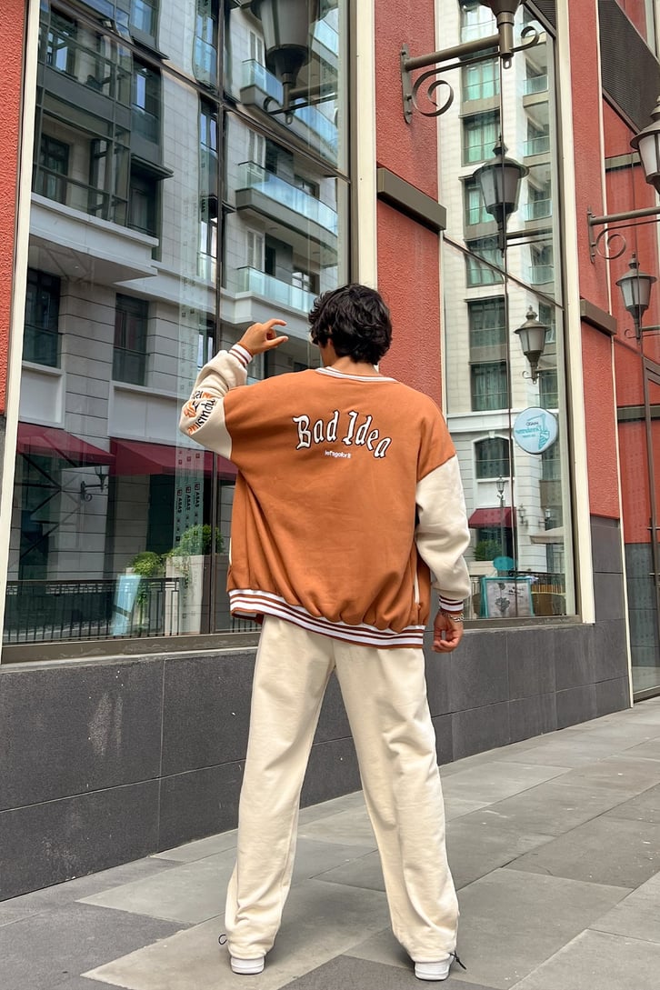 Patch Detay Taba Renk Kolej Ceket