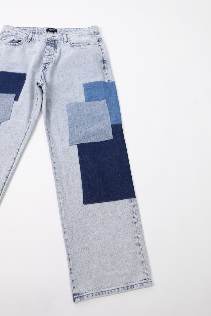 Patch Detaylı Buz Mavi Baggy Jean