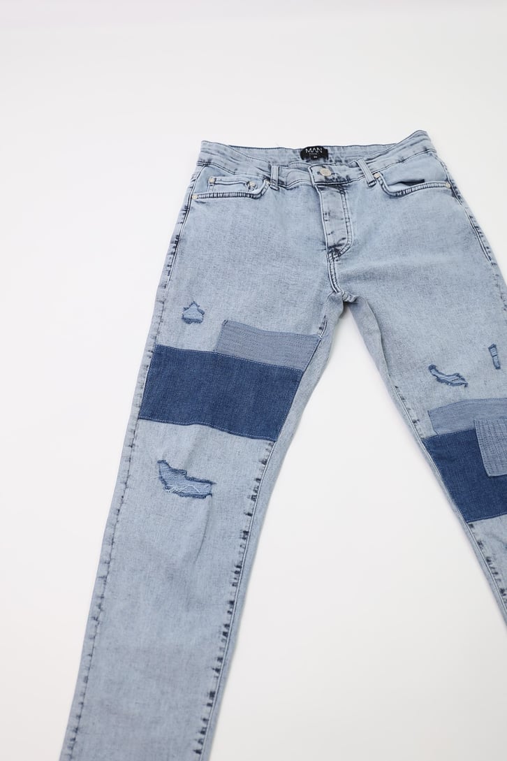 Patch Detaylı Buz Mavi Skinny Jean
