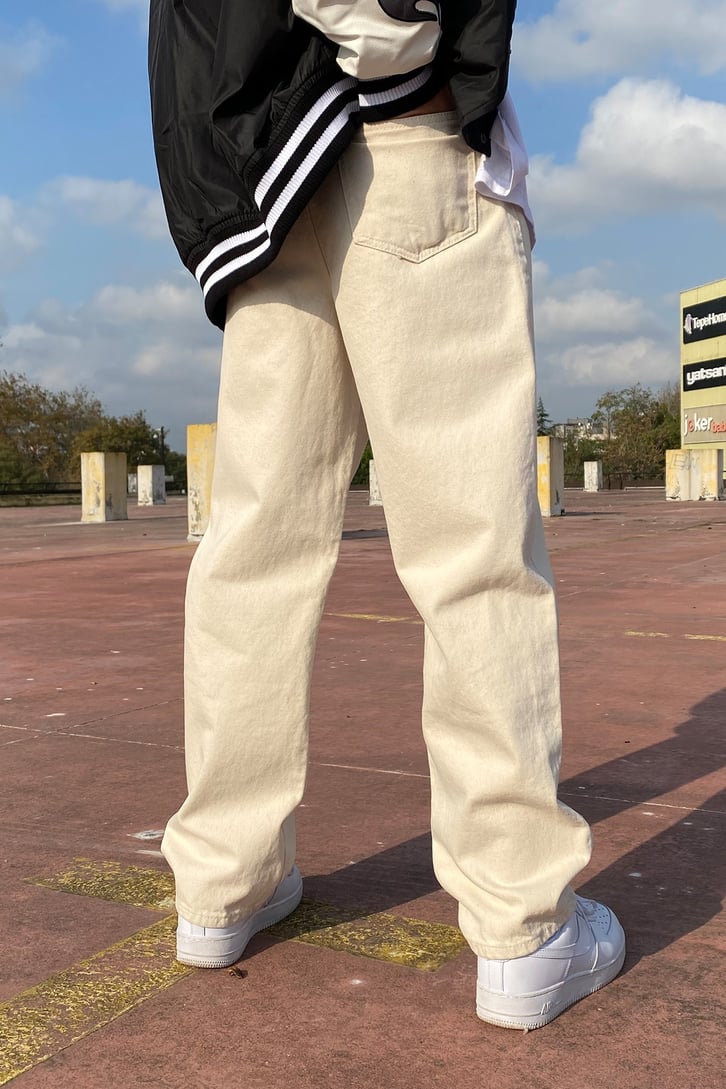 Patchwork Ecru Premium Baggy Jean