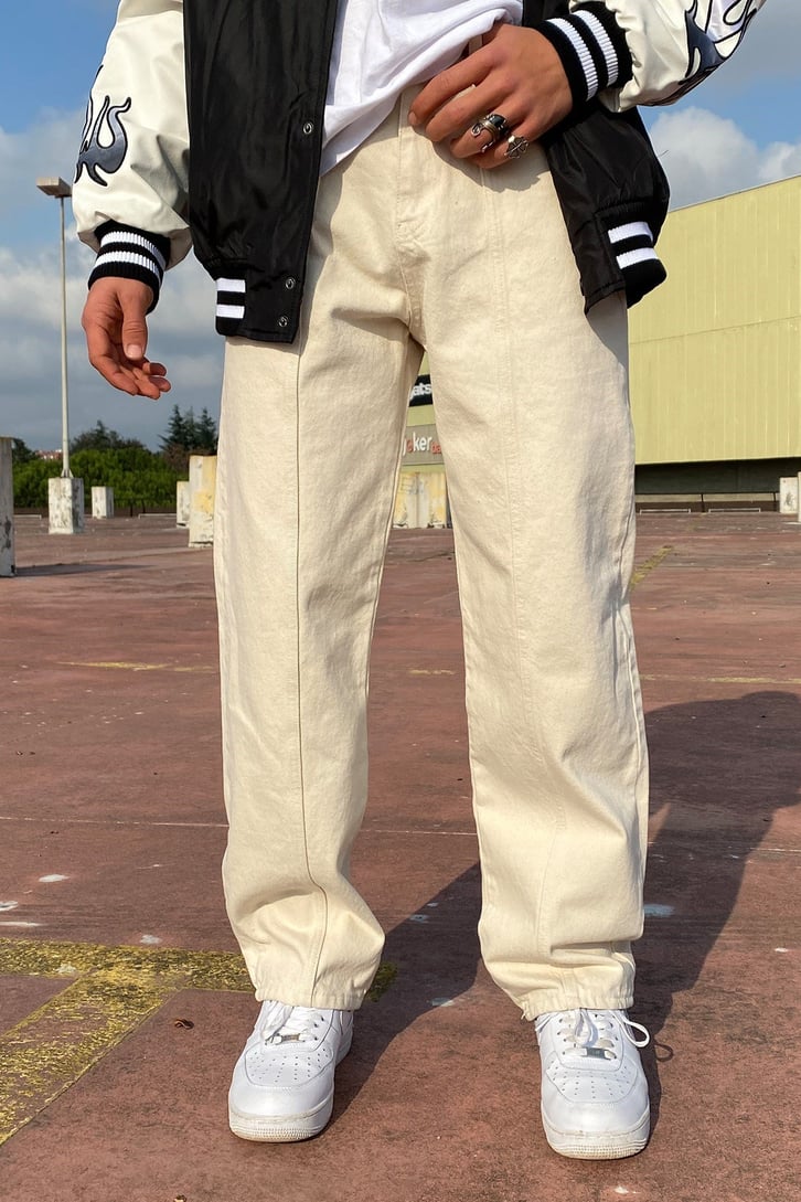 Patchwork Ecru Premium Baggy Jean