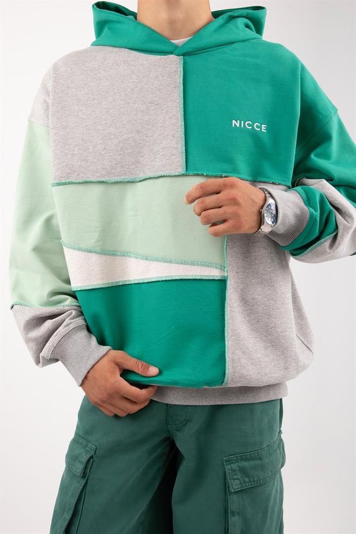 Patchwork Yeşil Oversize Hoodie