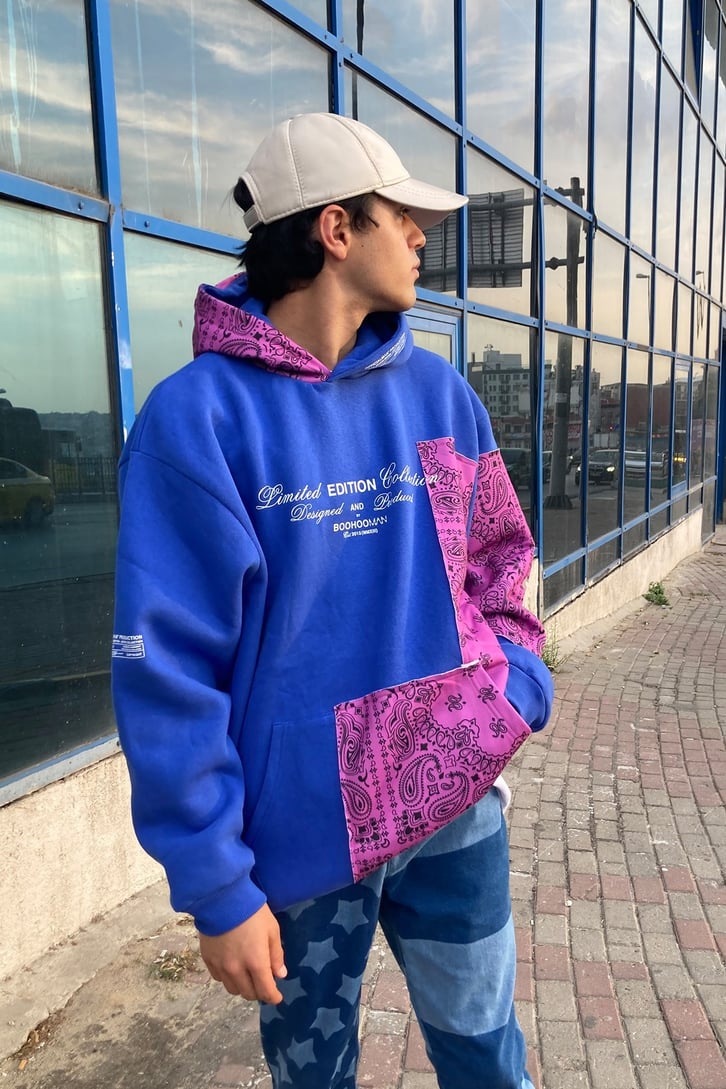 Patterned Printed Oversize Hoodie