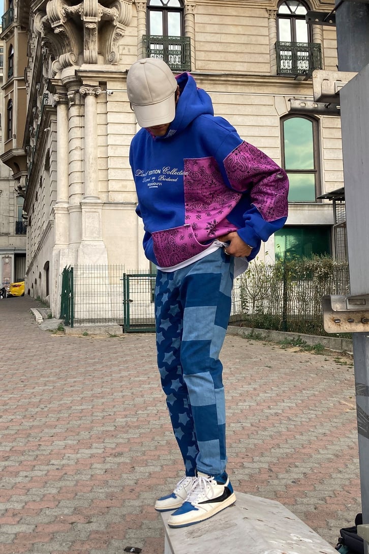 Patterned Printed Oversize Hoodie
