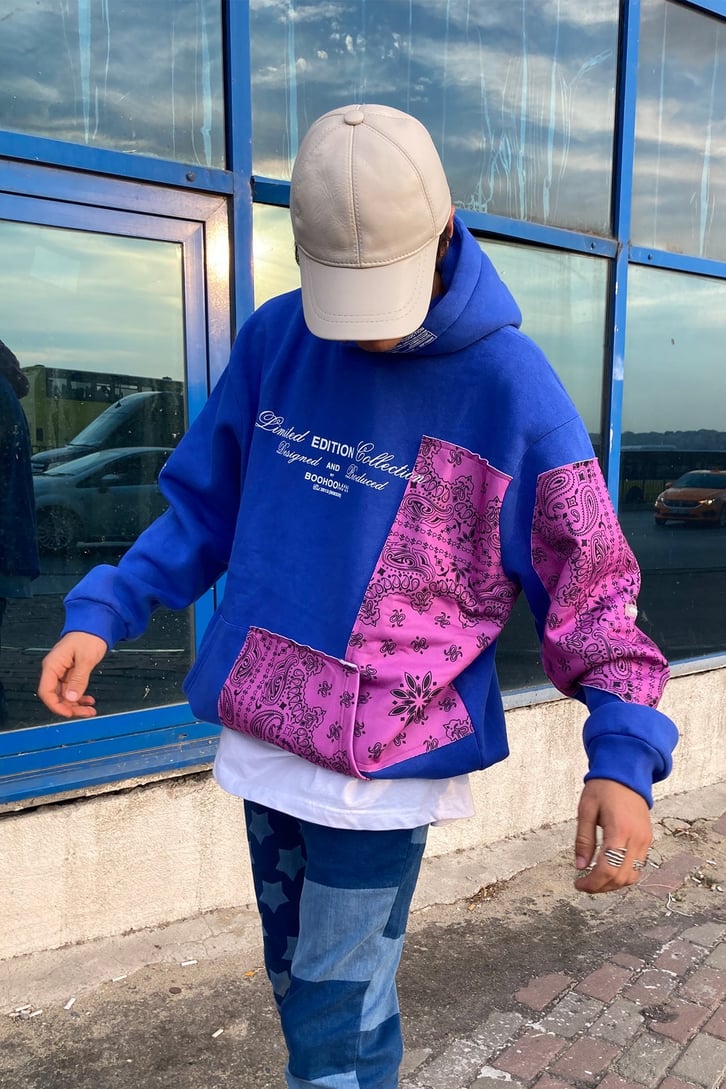 Patterned Printed Oversize Hoodie