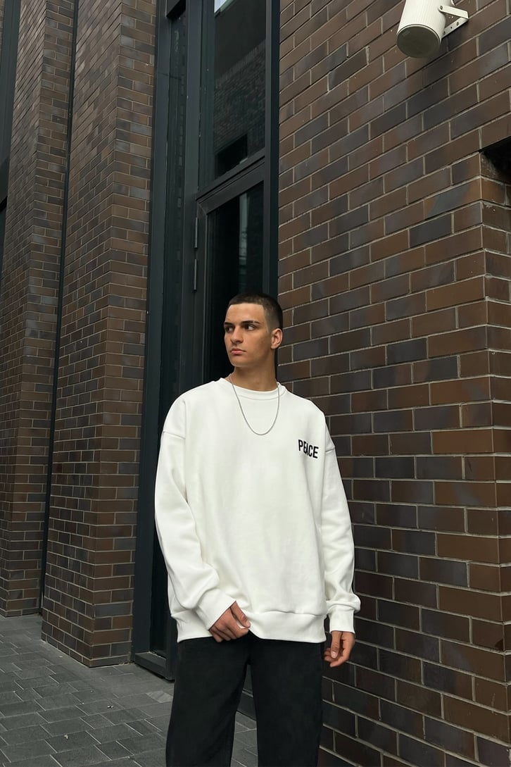 Peace Nakışlı Oversize Sweatshirt