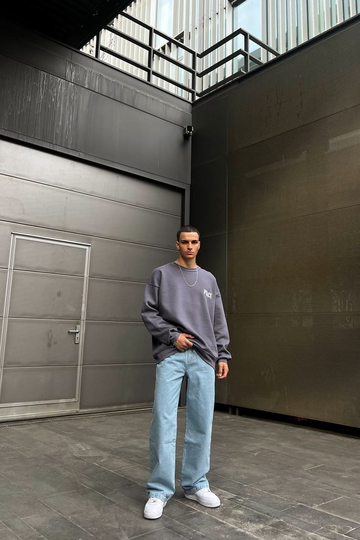 Peace Nakışlı Oversize Sweatshirt
