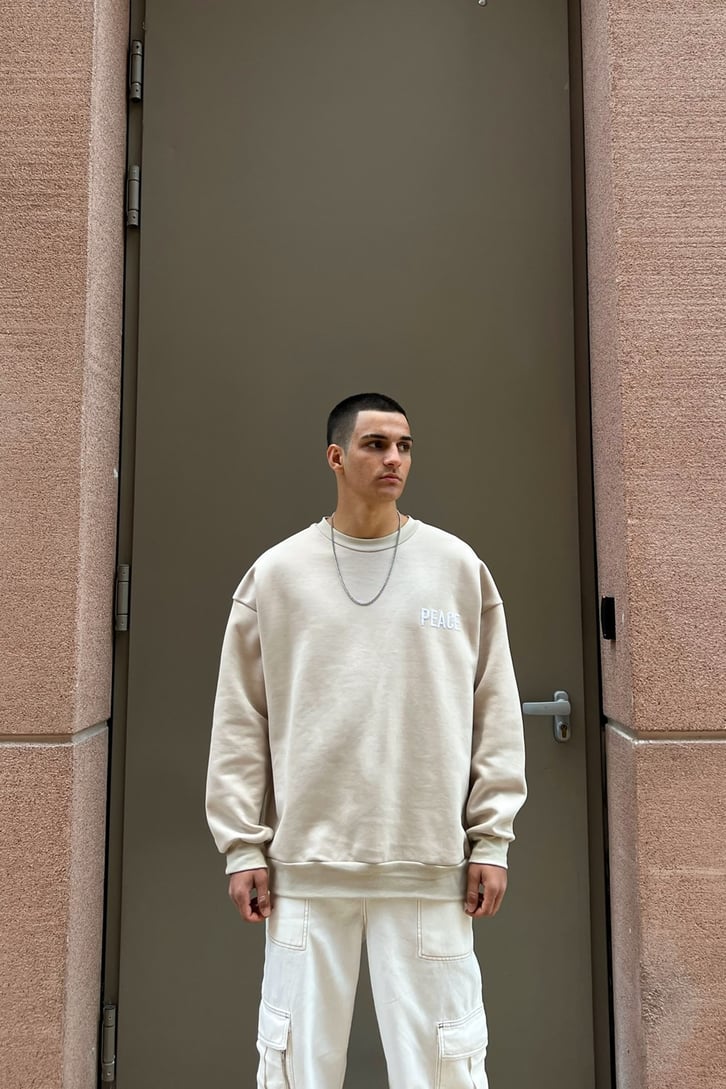 Peace Nakışlı Oversize Sweatshirt