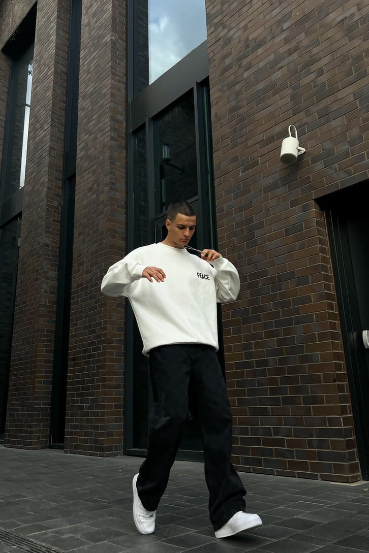 Peace Nakışlı Oversize Sweatshirt