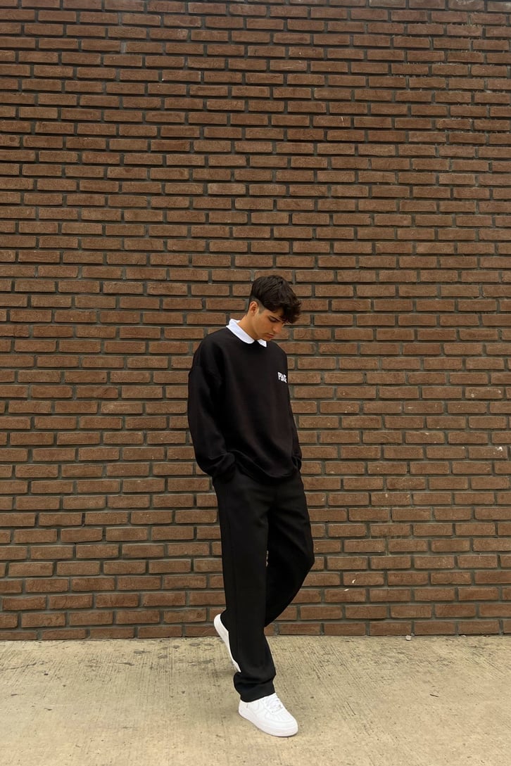 Peace Siyah Oversize Sweatshirt