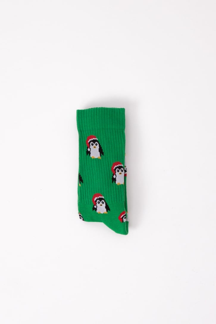 Penguin's Christmas Yeşil Uzun Çorap