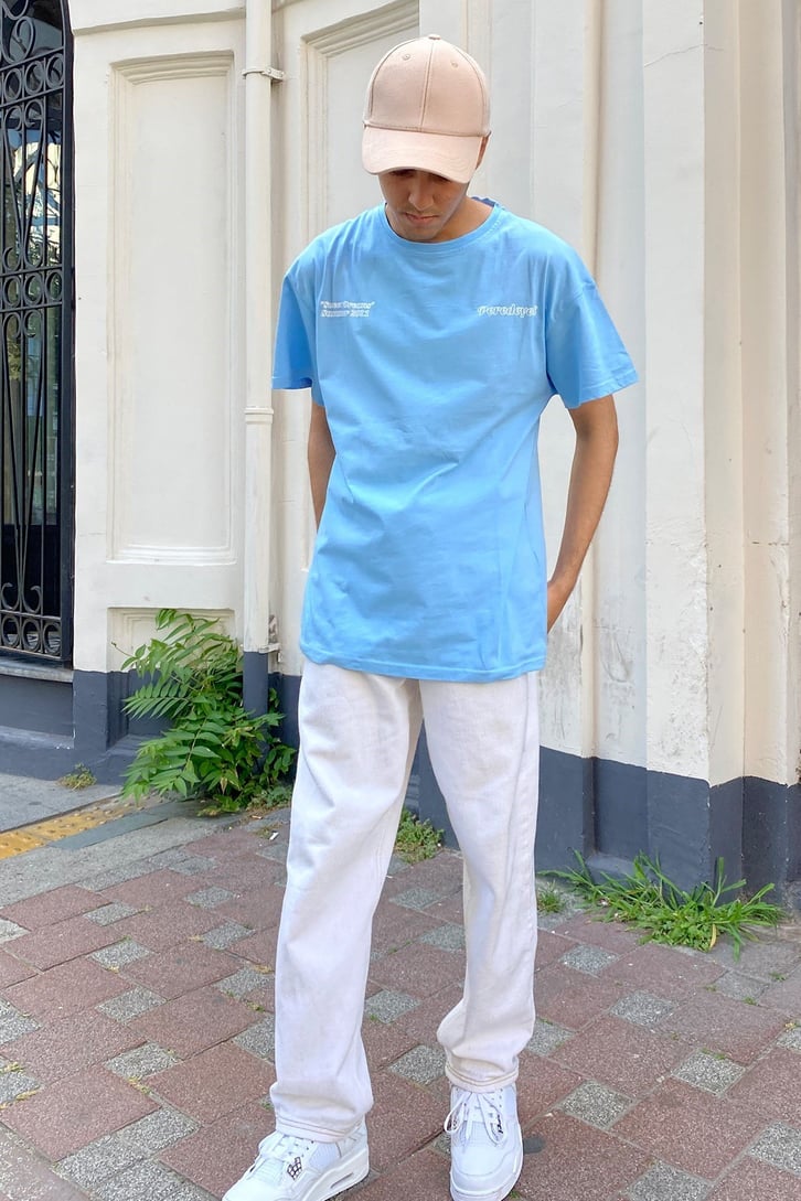 Peredeyes Sky Blue Printed Tshirt