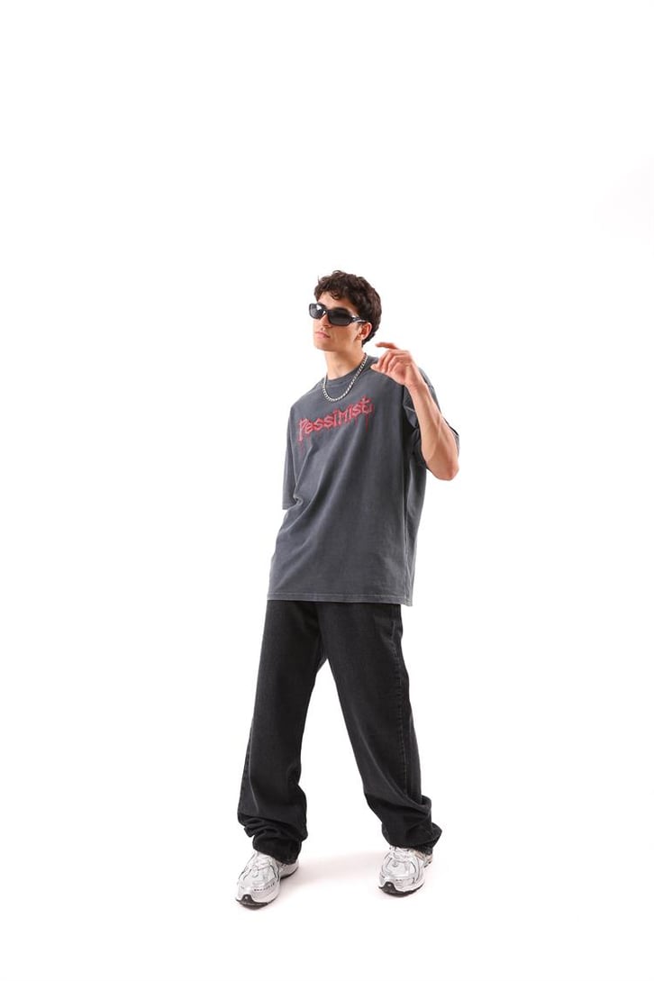 Pessimist Nakışlı Oversize Tshirt