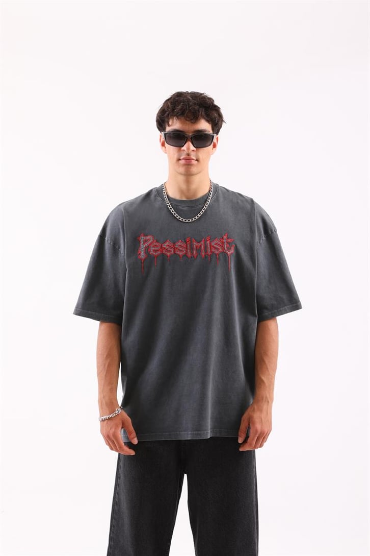 Pessimist Nakışlı Oversize Tshirt