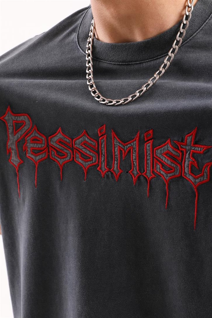 Pessimist Nakışlı Oversize Tshirt