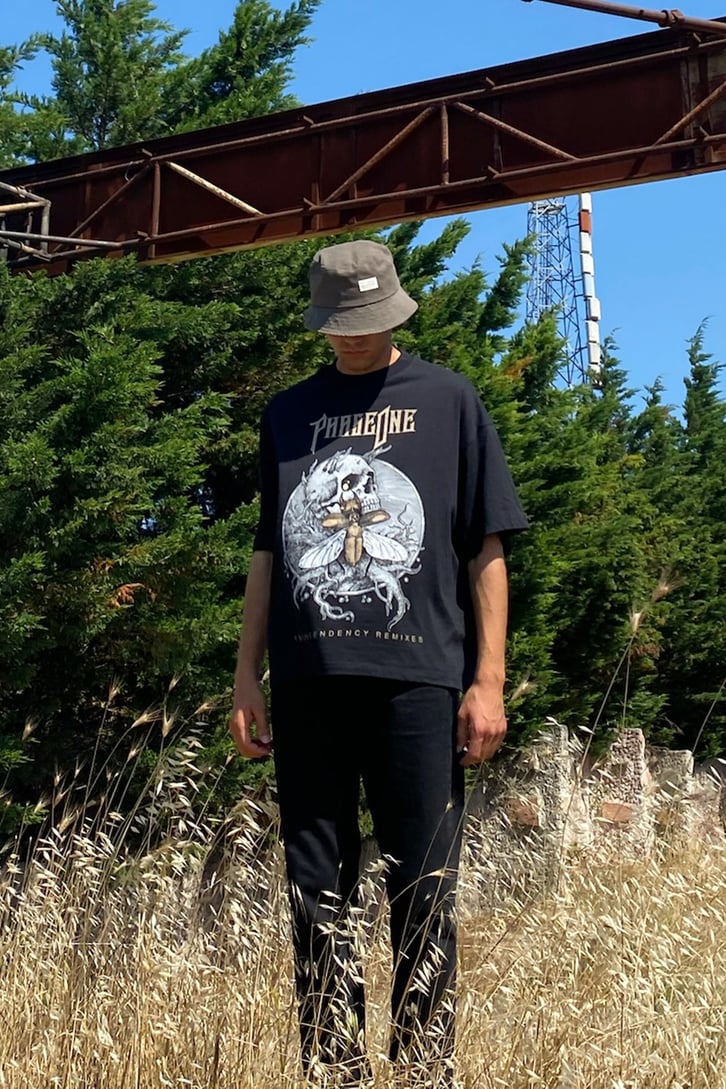 Phaseone Baskılı Siyah Oversize Tshirt