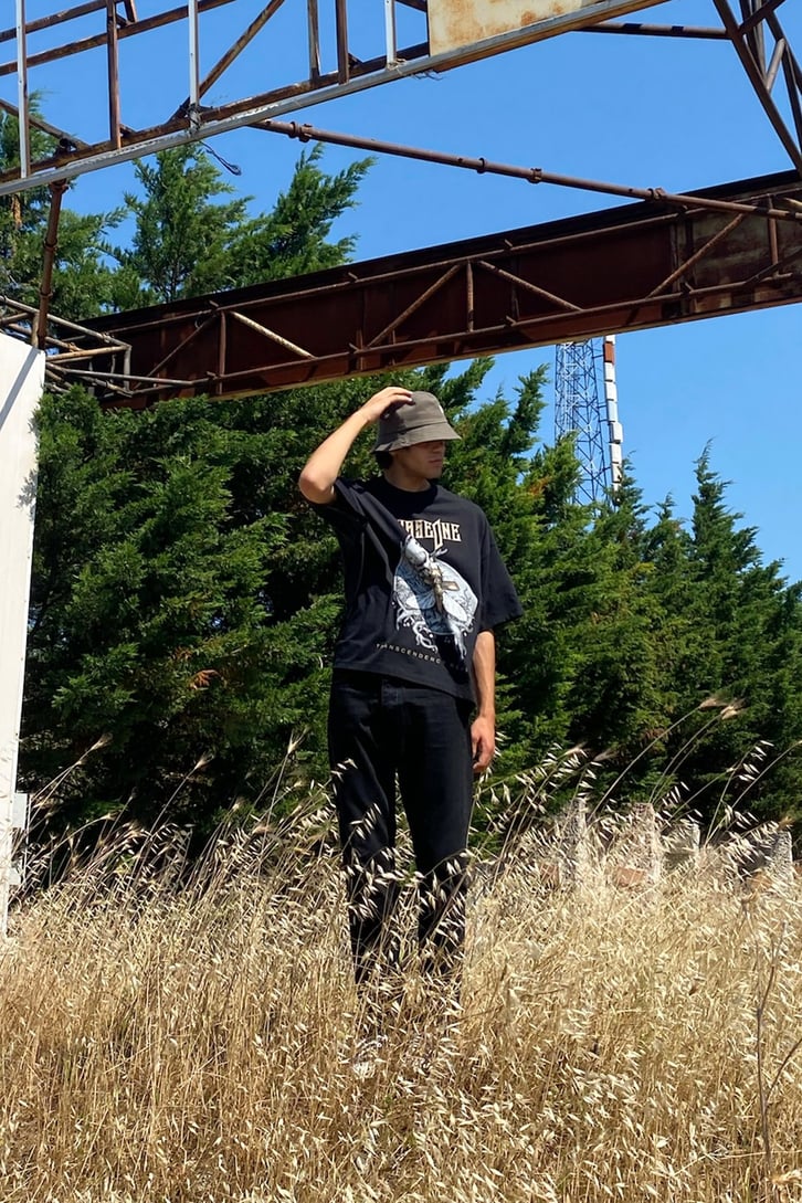 Phaseone Baskılı Siyah Oversize Tshirt