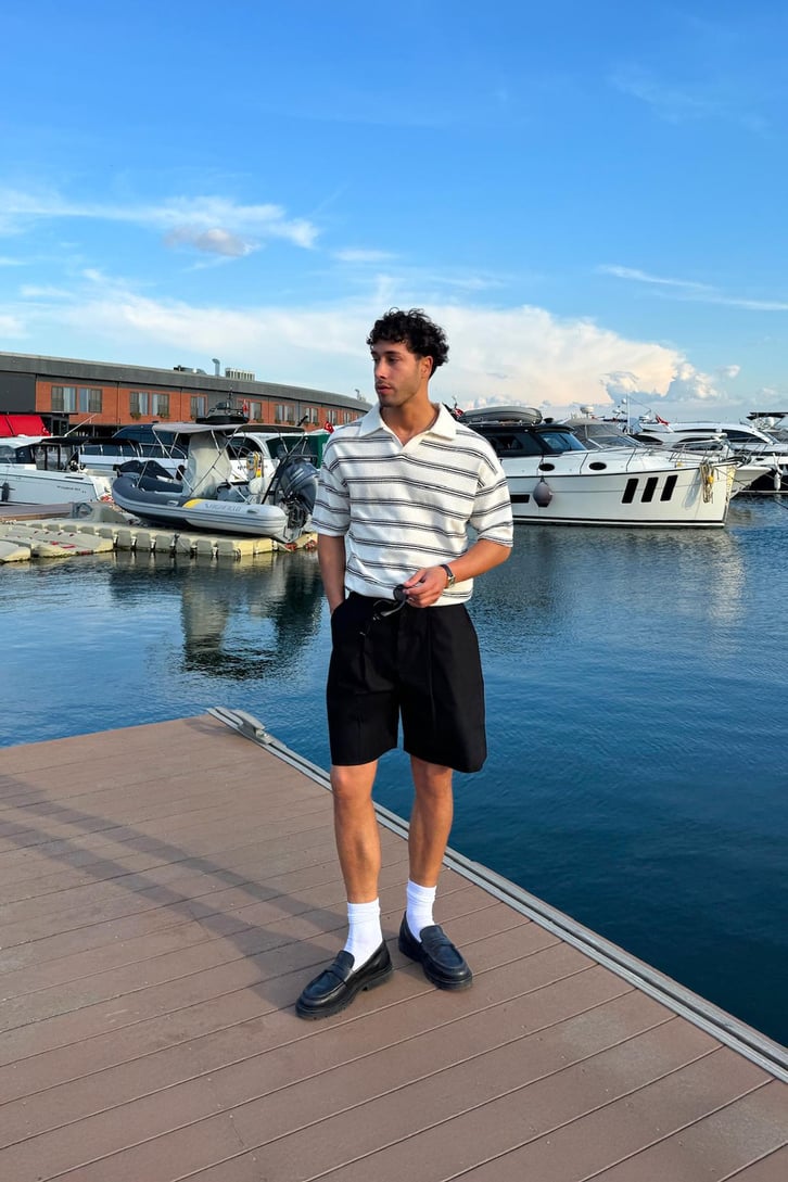 Pileli Keten Şort