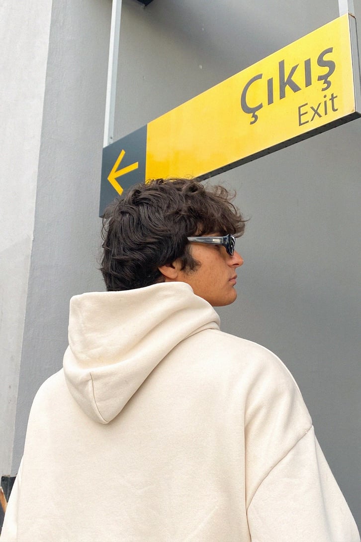 Pioneer Souls Baskılı Krem Oversize Sweatshirt