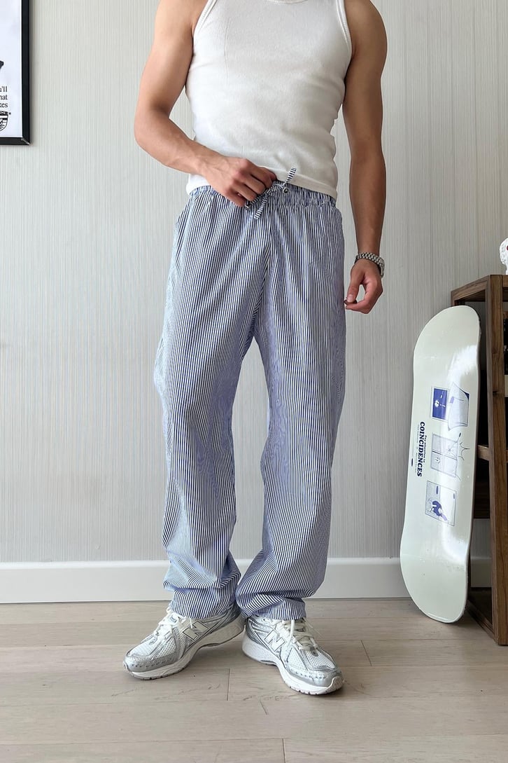 PJ Vibe İnce Çizgili Poplin Pantolon