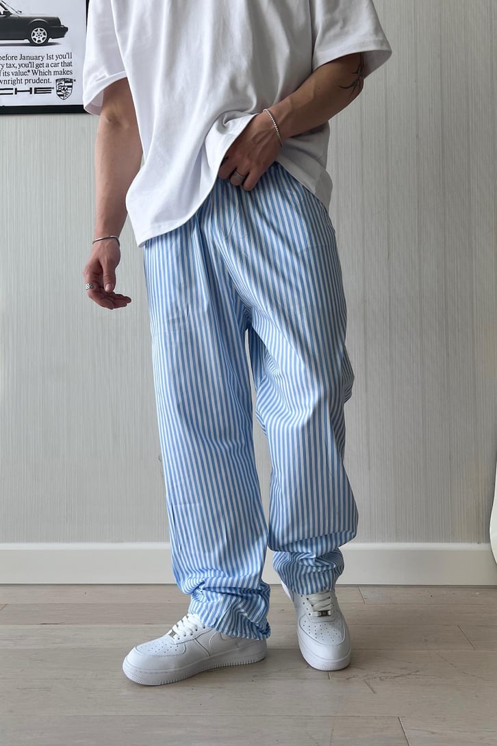 PJ Vibe İnce Çizgili Poplin Pantolon