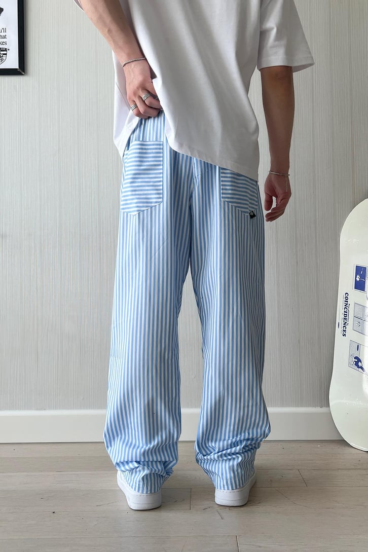 PJ Vibe İnce Çizgili Poplin Pantolon