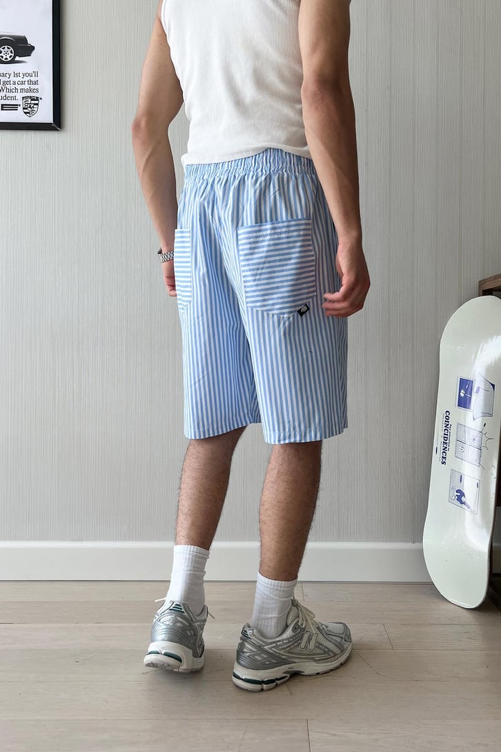 PJ Vibe İnce Çizgili Poplin Şort