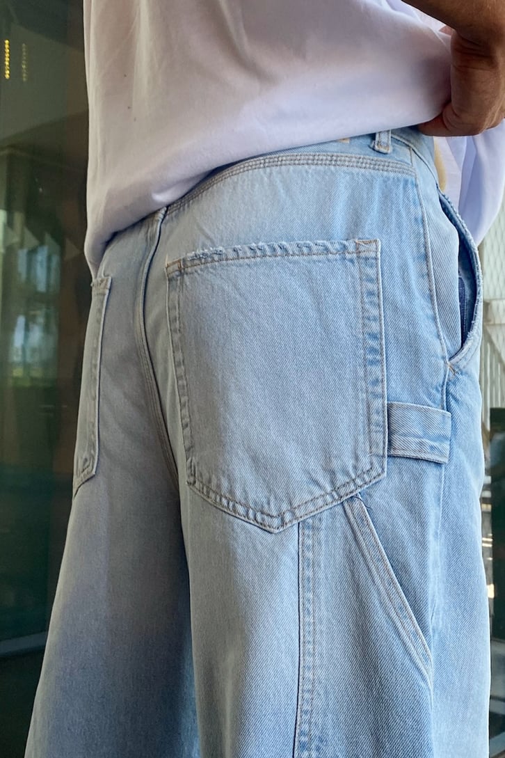 Pocket Detail Buz Mavi Baggy Jean