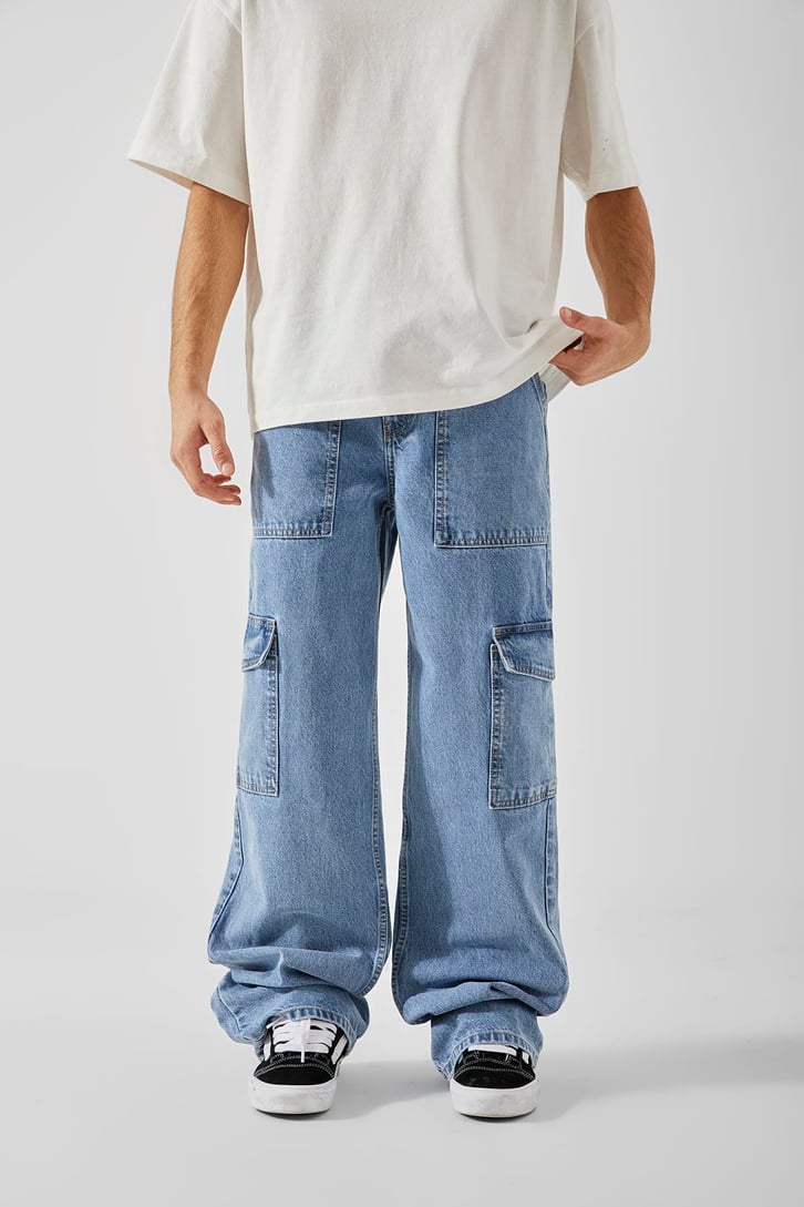 Pocket Detail Mavi Baggy Jean
