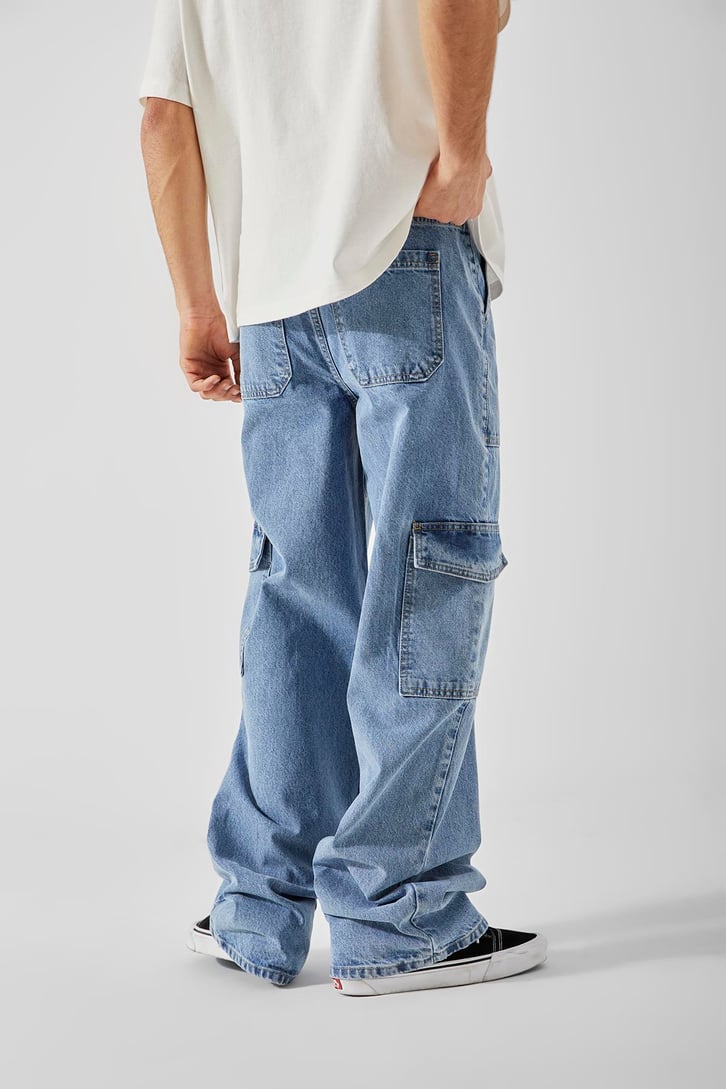 Pocket Detail Mavi Baggy Jean