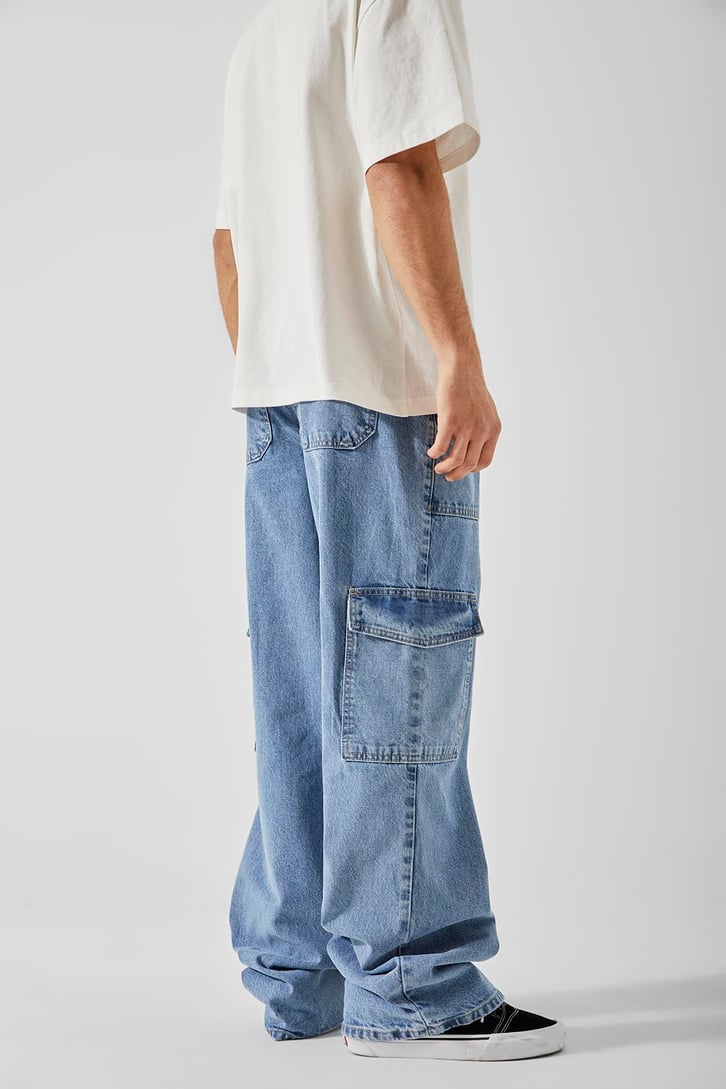 Pocket Detail Mavi Baggy Jean