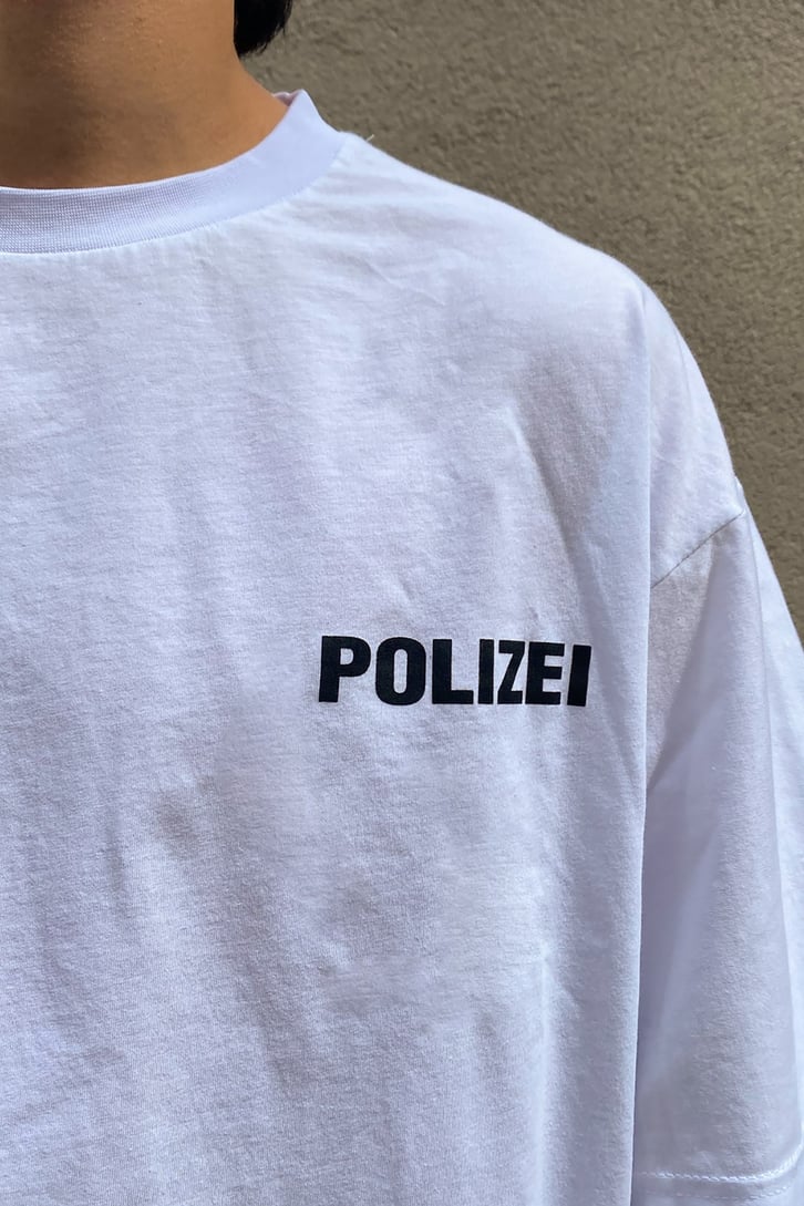 Polizei Baskılı Oversize Tshirt
