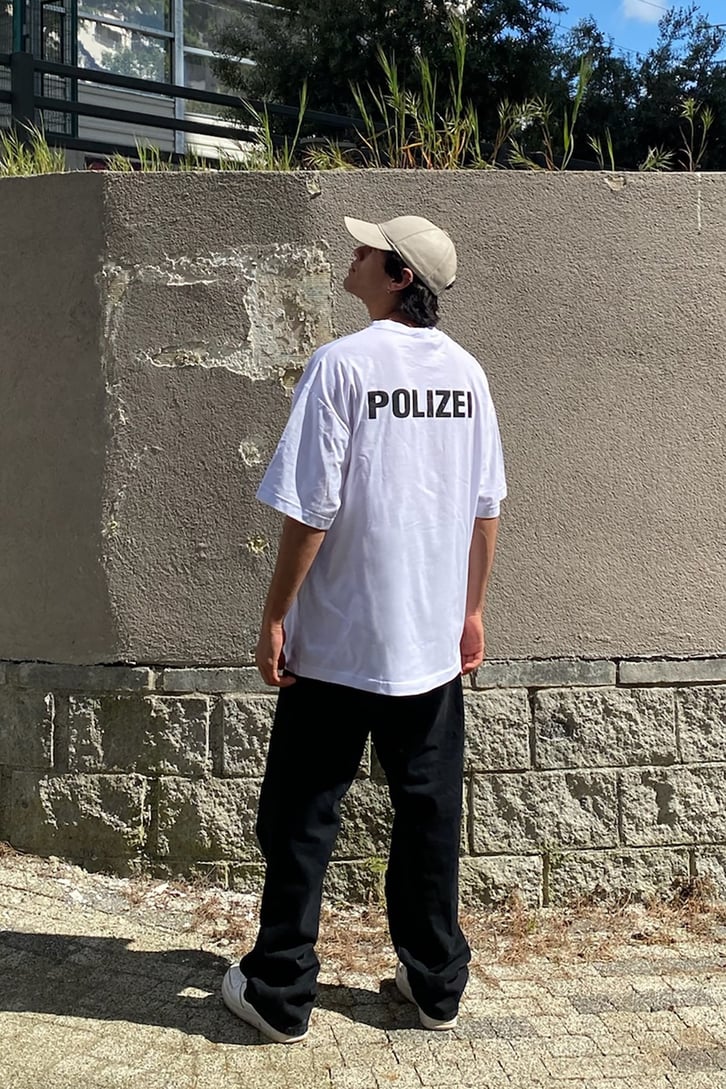 Polizei Baskılı Oversize Tshirt