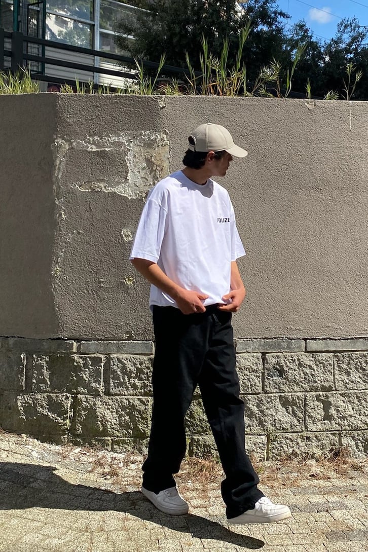 Polizei Baskılı Oversize Tshirt