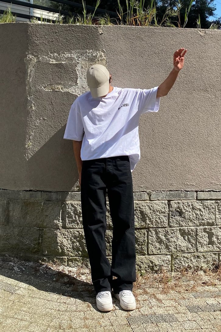 Polizei Baskılı Oversize Tshirt