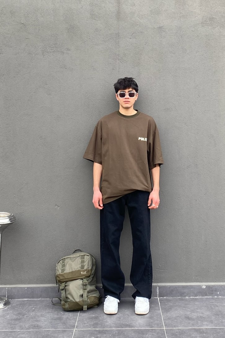 Polizei Oversize Khaki Tshirt