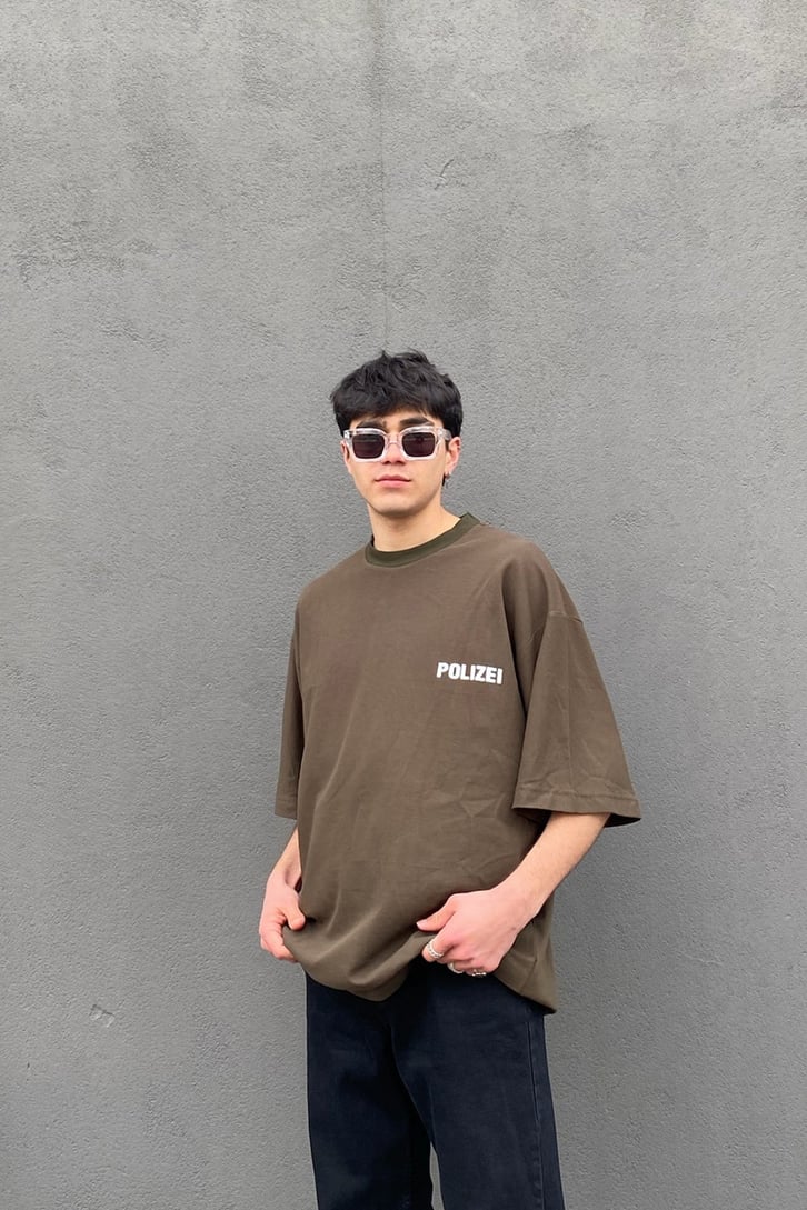Polizei Oversize Khaki Tshirt