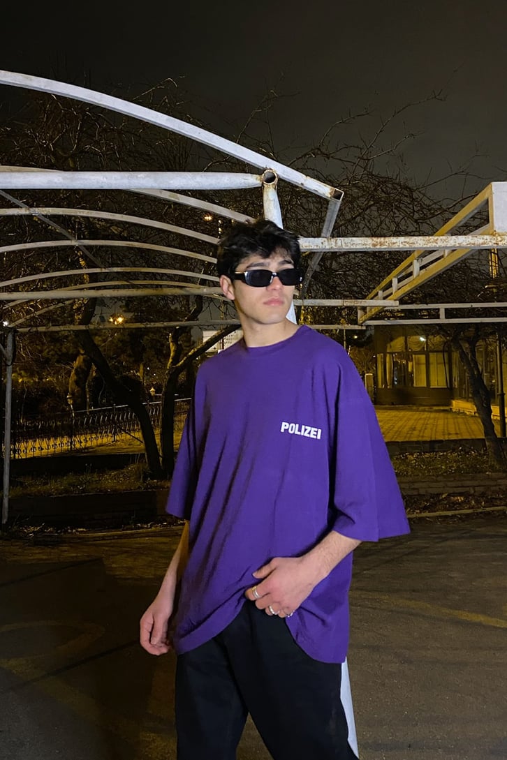 Polizei Oversize Purple Tshirt
