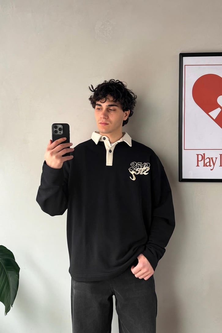 Polo Yaka 2512 Nakışlı Sweatshirt