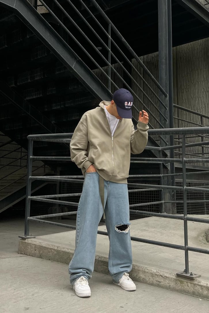 Polo Yaka Bej Zipper Ceket