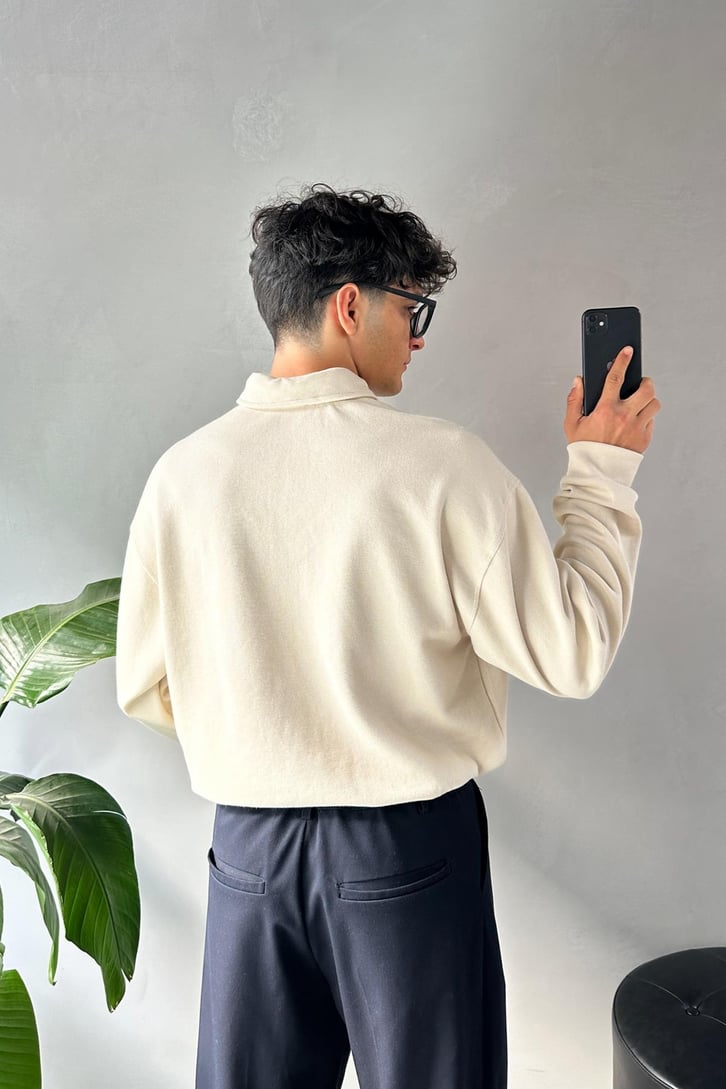 Polo Yaka Half Zip Pike Kumaş Sweatshirt
